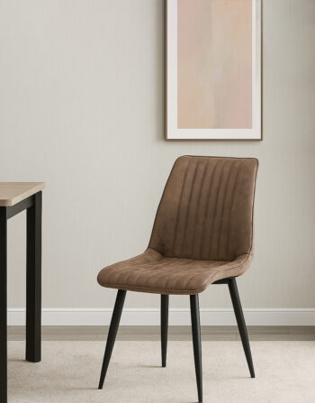 Vintage Fabric Leather Dining Chair #145